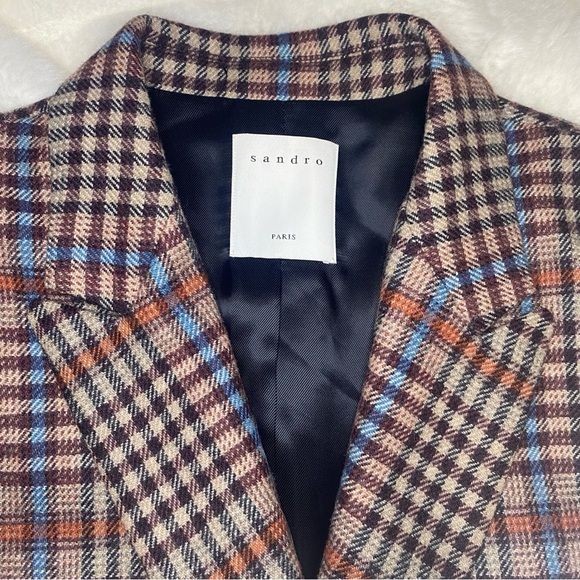 Like New Sandro Solution Plaid Wool-Blend Blazer - Size US 10 (40 FR) - Picture 4 of 10